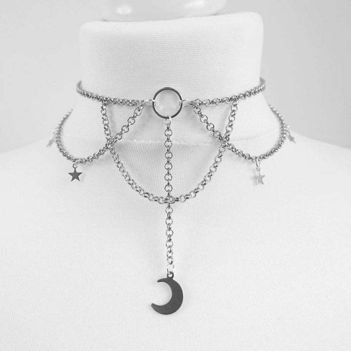 Black Crescent Moon Choker Necklace