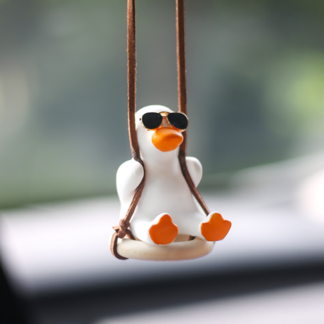 Gypsum Cute Anime Car Accessory Swing Duck Pendant