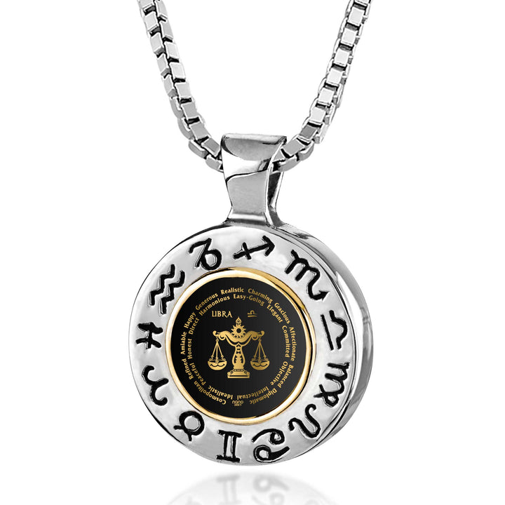 Libra Gift for Women or Men | Silver Zodiac Sign Necklace